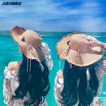 Beach hat children summer Korean fashion seaside sun hat sunshade big edge foldable straw hat
