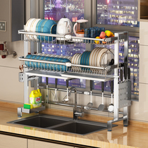 Kitchen Sink Holder Retractable 304 Stainless Steel Placing Lever Retractable Bowl Dish Rack