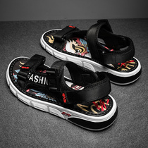  Sandals mens summer outdoor wear 2021 new sports wind sand beach shoes support Hongxing Erke red star summer mens shoes