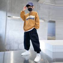 Boys spring clothing suit 2022 new childrens casual wear and clothing Two sets of big child ruffling handsome boy clothes trend