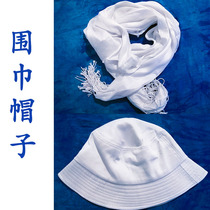 Blue indigo mud dye cotton pure white scarf hat tie-dye batik type paste dye scarf blue dye shade fisherman hat