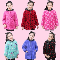 Childrens gown winter thickened coral velvet girl long sleeve Princess Korean version of cute outer zipper dress