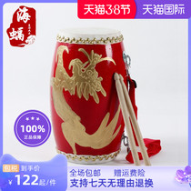 15CM Adult Waist Drum Painting Dragon Wooden Waist Ancient Head Layer Cow Leather Waist Drum Adult Dance Shoots Song Wood Drum Qinxiang Musical Instrument