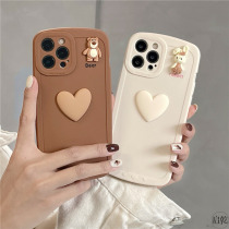 ins three-dimensional love Bear rabbit iphone13 phone case for Apple 13promax silicone 12 11 couples xr xsmax cute niche 8Plus