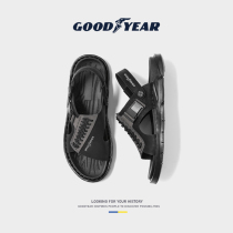 Goodyear genuine leather sandals Summer new outwear Dual-use Sandals Men Soft Bottom Sports Casual Beach Shoe Men