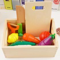 Wooden magnetic vegetable fruit Chile cut fruit toy cut cut to see boys and girls play house set