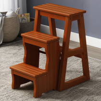 Solid wood folding ladder stool household multifunctional step pedal two or three steps climbing ladder indoor living room dual-purpose stair chair