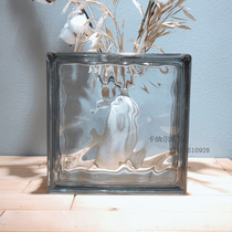 Imported edge color gray cloud pattern translucent translucent square hollow glass brick bathroom bedroom partition wall