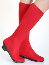 Tibetan Mongolian boots ladies boots folk dance performance red high elastic boots Tibetan dance shoes red dance