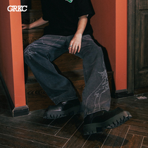 GRKC Genesis Gradient Jeans National Tide Card Street Hip Hop Fashion Couple Men And Women Loose Casual Long Pants