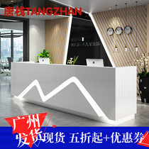 Paint office front desk desk Company reception desk Welcome desk Beauty salon bar Simple modern with light cashier