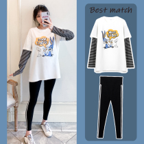 Pregnant women autumn suit fashion 2020 autumn sweater long sleeve early autumn out of two sets of spring and autumn dresses