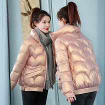 Anti-season bright surface down cotton clothes womens short 2021 new cotton clothes Korean version loose explosive cotton-padded jacket winter coat