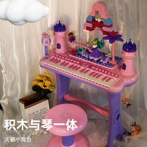 Little girl piano toy puzzle 3-8 years old electronic organ children beginners with microphone 4-6 years old baby birthday gift
