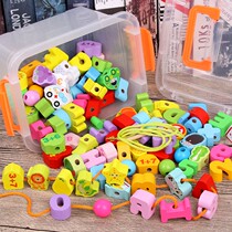 Infants and children beading string thread rope benefit intelligence early education brain building blocks toys 2 baby 1 a 3 year old boys and girls 4