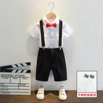 Boys suit Summer short sleeve Girls wedding dress three-piece set Baby piano performance suit Host children suit