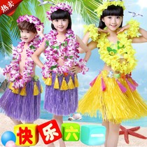 Hawaiian hula dance childrens 40CM double thickened eight-piece set of childrens hula performance clothing sports performance