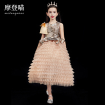 Childrens dress girl princess dress high-end small host evening dress puffy gauze model catwalk piano performance clothing