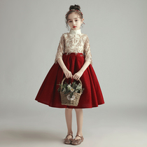 Childrens birthday dress foreign girl princess dress girl puffy gauze flower girl host piano performance autumn