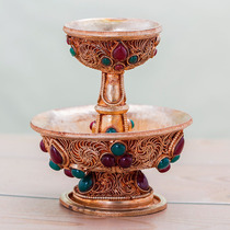 Nepal handmade silk protection cup pure copper inlaid gem protection Cup tantric ornaments medium