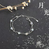 Moonlight Stone Strawberry Crystal Bracelet Womens Pure Silver Lukewarm Wind Student Brief Josen of the Han edition Jewelry Gift daughter