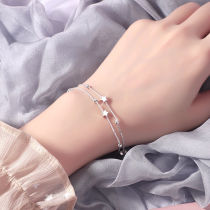 Pure silver bracelet schoolgirl Han version retro S925 double layer not falling out of color Jane Joins birthday gift bestie bracelet