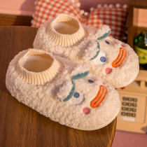 Cotton slippers womens winter non-slip plush cute warm couple a pair of home home mens winter slippers Indoor