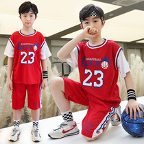 Basketball Suit Boy Summer Clothing Short Sleeve Suit CUHK Childrens Summer Handsome Boy Sports Casual Speed Dry Jersey