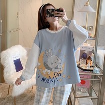 Pajamas Ladies Spring and Autumn long sleeves cute summer cartoon set Net red moon rabbit can wear home clothes