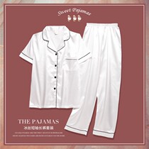 Pajamas womens spring and autumn Ice Silk 2021 new spring and summer short sleeve trousers thin silk home wear