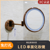 LED bathroom beauty mirror with light Single-sided folding makeup mirror Telescopic mirror HD magnifying glass wall-mounted free hole