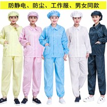 Split dustproof work clothes static dust-free clothes short top blue and white protective clothing washable mens and womens suits