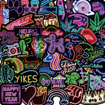 50 ins Harajuku style neon style graffiti stickers luggage mobile phone case computer case waterproof sticker