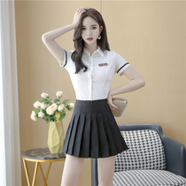 New foot bath technician work clothes female skirt hotel shirt bath foot massage beauty salon temperament suit pleated skirt