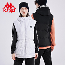 Kappa Kapa down vest 2021 new winter couple mens and womens printed hooded vest outdoor warm vest