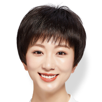 Wig womens short hair moms full headgear Middle-aged simulation summer short hair Real natural daily real hair