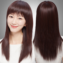 Wig Female long hair Summer full headgear Wig set Real hair Real hair Full real mother natural lady medium long hair