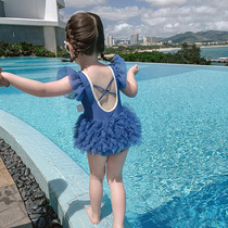 Childrens clothing 2021 new childrens one-piece swimsuit girls summer 4 four-year-old baby foreign style swimsuit princess cute