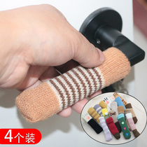 Door handle gloves thickened knitted double-layer fabric security door interior door fingerprint lock handle anti-collision protective cover winter