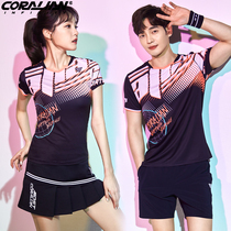 Kelaian 2021 new Korean badminton suit womens suit mens short-sleeved couple team uniform breathable quick-drying top