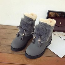 Snow boots female 2021 autumn and winter New Korean version of Joker students Womens cotton shoes ins short tube plus velvet warm boots