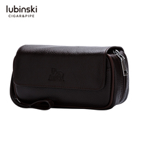 LUBINSKI pipe bag real cowhide leather two bucket storage bag portable stone tobacco pot accessories multifunctional