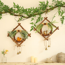 Wall-mounted wand rattan simulation green planting pendant corridor creative hanging room layout pastoral decoration pendant jewelry
