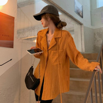 Pregnant Woman Shirt Career Spring Autumn Easy Korean version Summer small sub-display slim long sleeve tooling white blouse snow-spinning shirt