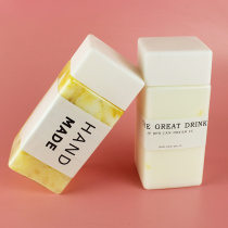 350 positioning square bottle freshly squeezed juice bottle Disposable beverage mango bottle PET plastic said peach milk tea cup