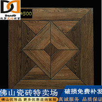 American modern simple wood grain antique brick imitation solid wood floor tile bedroom living room balcony square brick 500*500