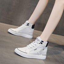 High-top shoes women 2021 new spring and autumn Joker Inner height womens shoes fashion leather soft bottom casual white shoes women