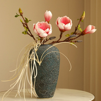 Taihuan PU high-grade magnolia flower simulation flower fake flower long branch floor living room TV cabinet ornament Zen decoration white