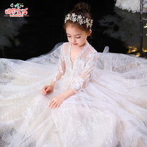 Childrens dress high-end princess dress girl puffy gauze flower child wedding birthday catwalk host piano performance