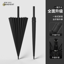 24 bone long - handled umbrella men large automatically reinforced heavy rain special black straight pole umbrella customized logo